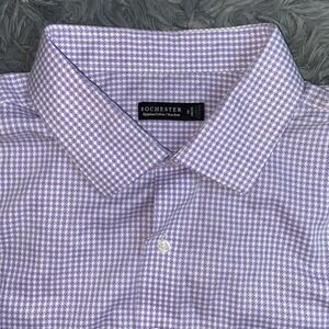 Rochester Egyptian Cotton Men's Sz 20 34/35 Gingham Check Texture Button Down